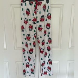 cozy Christmas pajamas with penguins, size medium